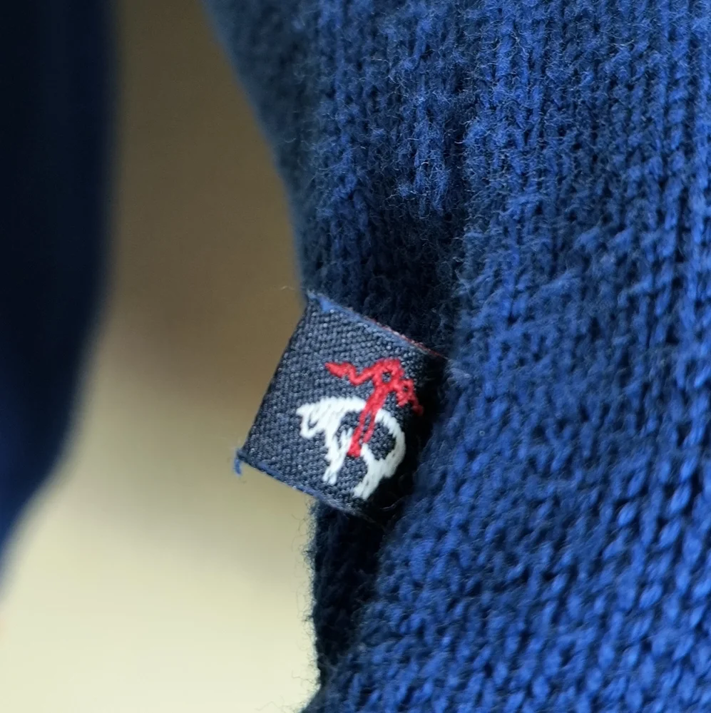 Brooks Brother Fleece Men's Blue Half-Zip Sweater Size Junior XL Casual - Picture 11 of 14